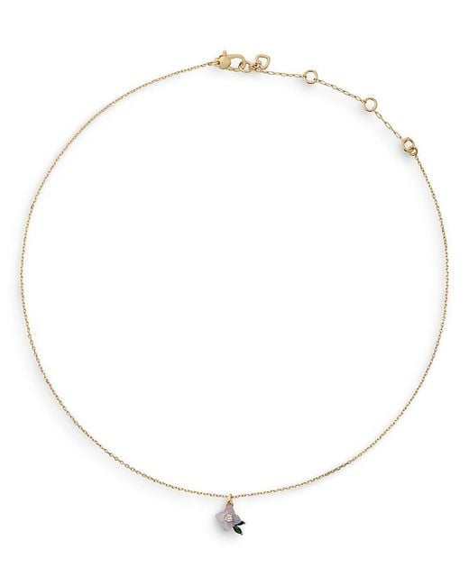Kate Spade White Gifting Appreciate You Flower & Leaf Pendant, 16-19