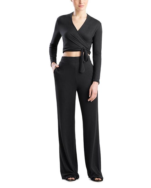 Natori Black Bliss Essentials Ballet Wrap Top