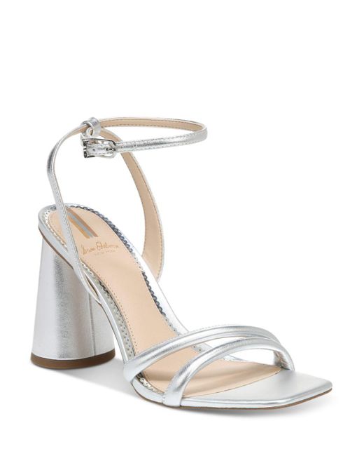 Sam Edelman Leather Kia Ankle Strap High Heel Sandals in Silver (White) | Lyst