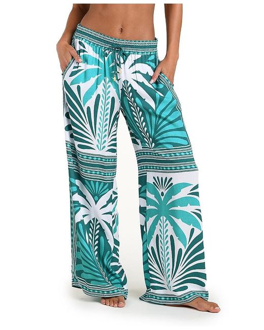 Sunshine 79 Blue Patchwork Palms Beach Pant