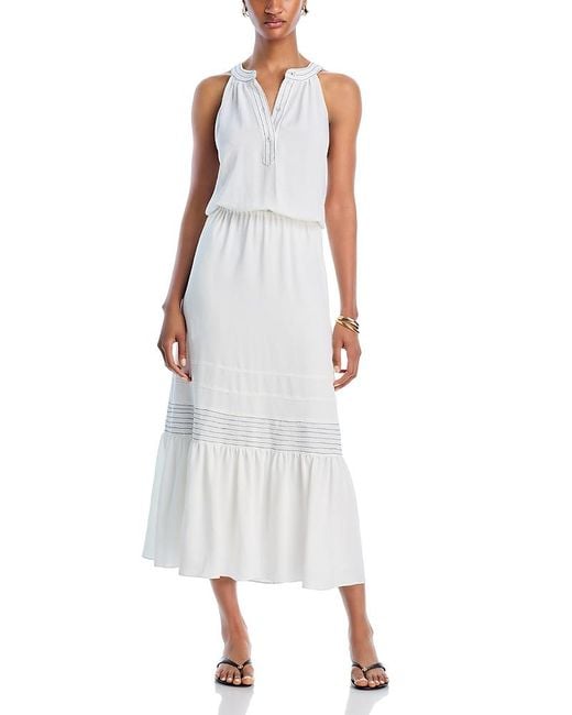 Ramy Brook White Carmen Tiered Sleeveless Midi Dress