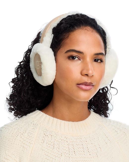 Ugg Black Embroidered Logo Shearling Earmuffs