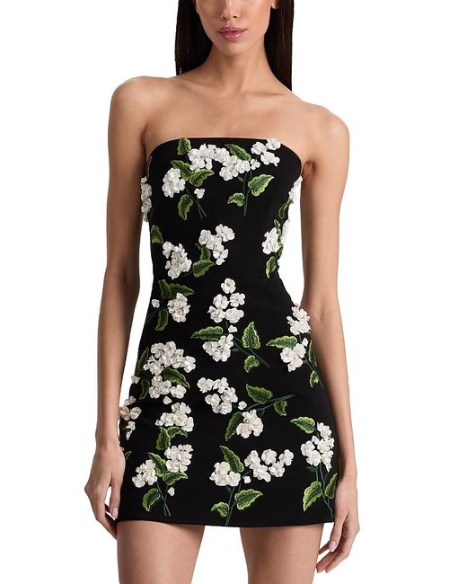 Alice + Olivia Black Velia Embellished Strapless Mini Gown
