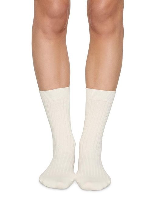 Eberjey White Essential Rib Socks