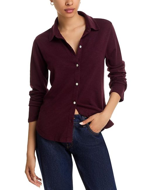 Bella Dahl Purple Button Front Knit Top