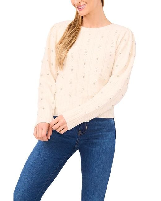 Cece Blue Embellished Sweater