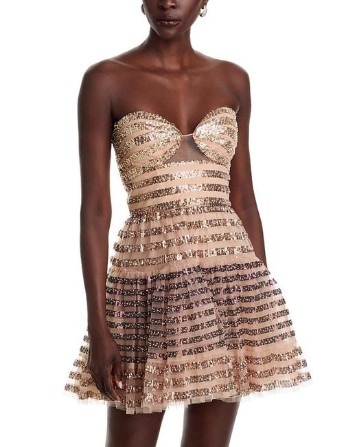 BCBGMAXAZRIA Ombre Sequin Dress in Brown Lyst