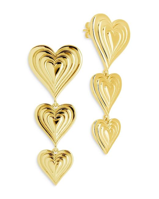 Sterling Forever Metallic Beating Heart Drop Earrings