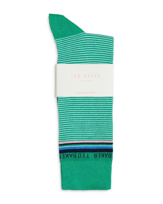Ted Baker Finestr Fine Striped Crew Socks in Green for Men Lyst