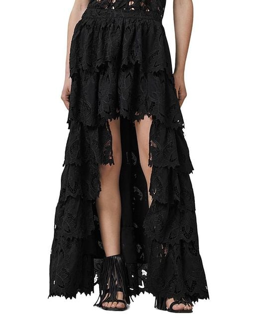 AllSaints Black Cavarly Embroidered Skirt