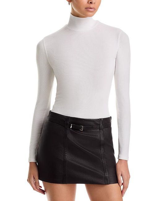 FRAME White Rib Knit Turtleneck Top