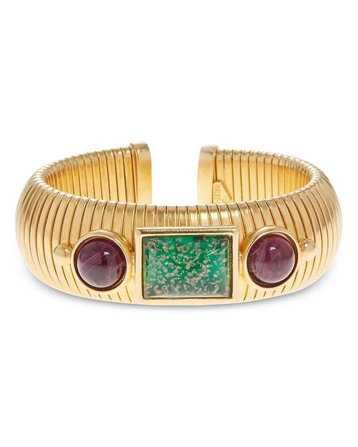Ben-Amun Metallic Mixed Color Stone Textured Cuff Bracelet