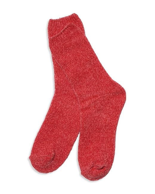 Stems Red Fuzzy Crew Socks