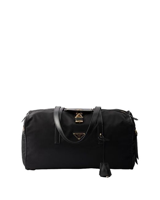 Prada Black Large Re-Nylon Top-Handle Bag With Padlock