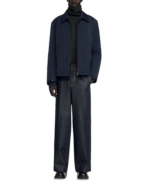 Sandro Blue George Technical Quilted Jacket for men