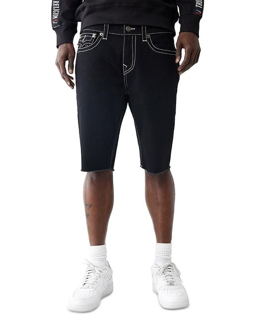 True Religion Black Ricky Straight Fit Denim Shorts for men