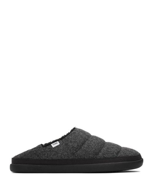 TOMS Ezra Quilted Felt & Faux Fur Slippers in Black Lyst