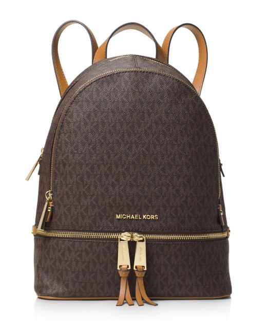 MICHAEL Michael Kors Leather Rhea Zip Md Backpack Vanilla in Bone