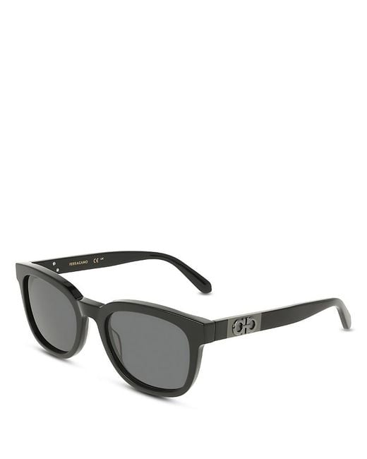 Ferragamo Gray Color Block Temple Rectangular Sunglasses, 54Mm for men