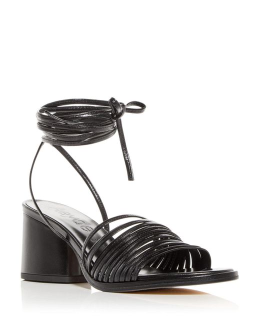 Aeyde Leather Natania Block Heel Sandals in Black | Lyst