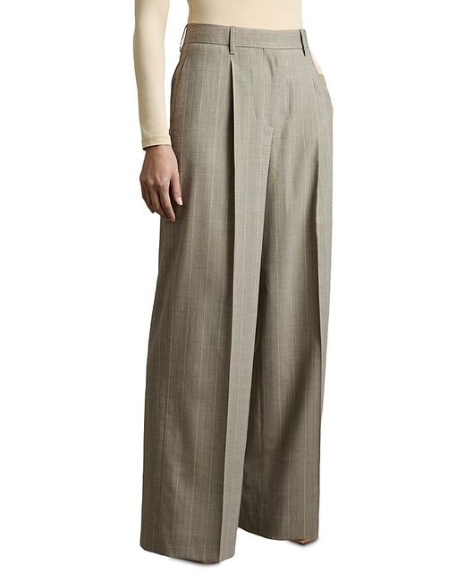 Reiss Gray Tallulah Wide Leg Pinstripe Trousers