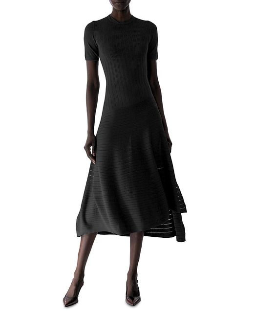 Jason Wu Black Pointelle Knit Short Sleeve Dress