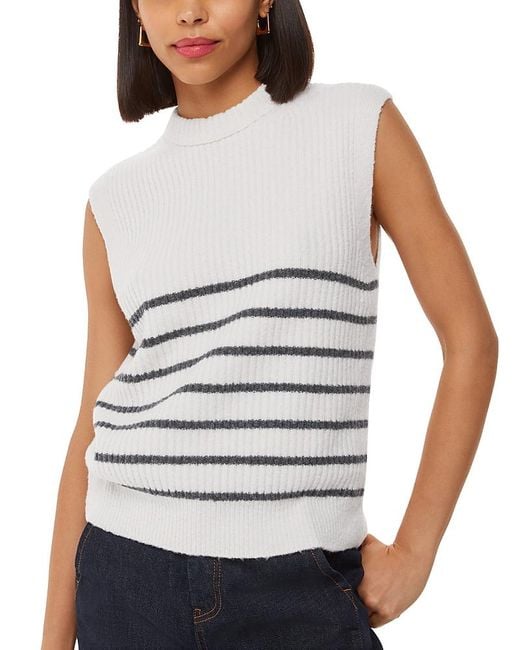 Whistles Gray Striped Textured Sweater Tank Top