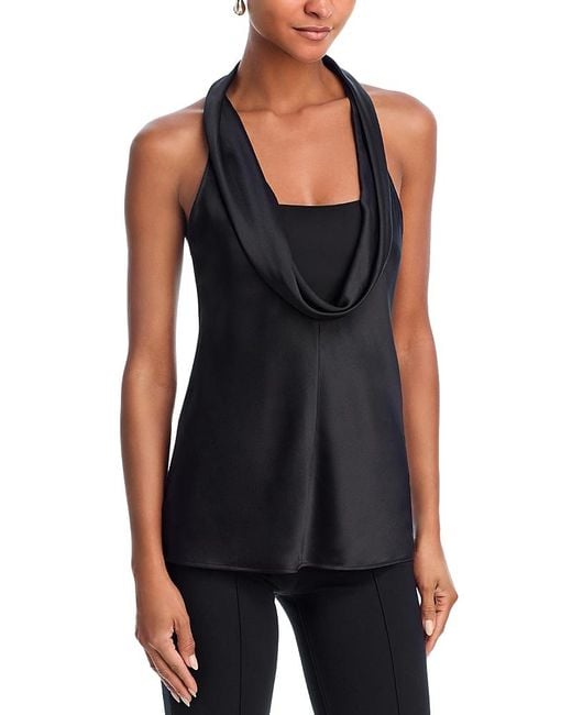 Helmut Lang Black Silk U Neck Top