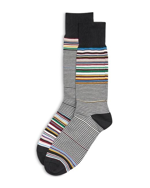 Paul Smith Gray Odd Stripe Crew Socks for men