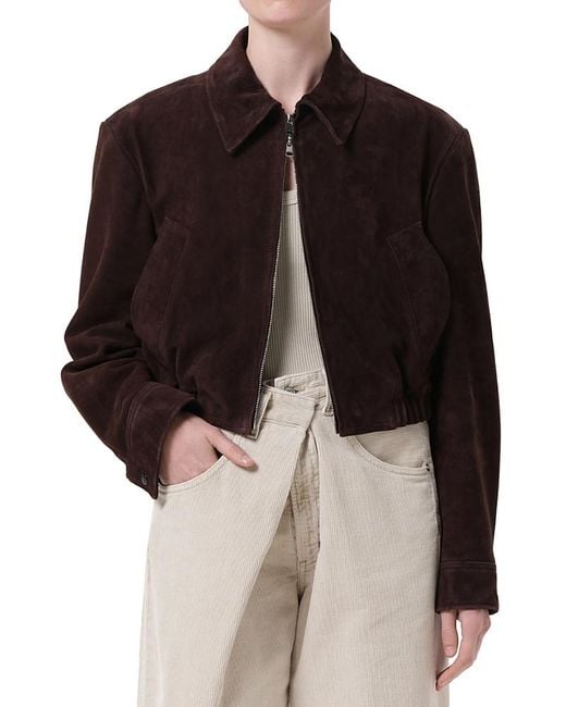 Agolde Brown Nahla Suede Cropped Jacket