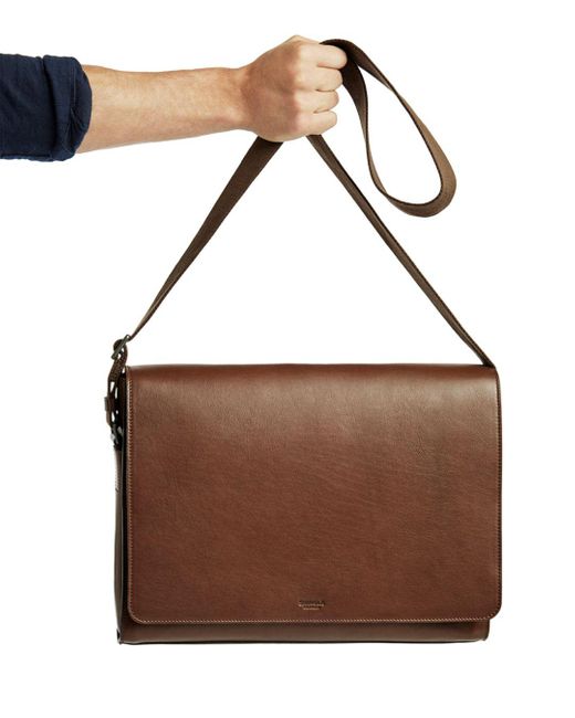 shinola navigator leather messenger bag