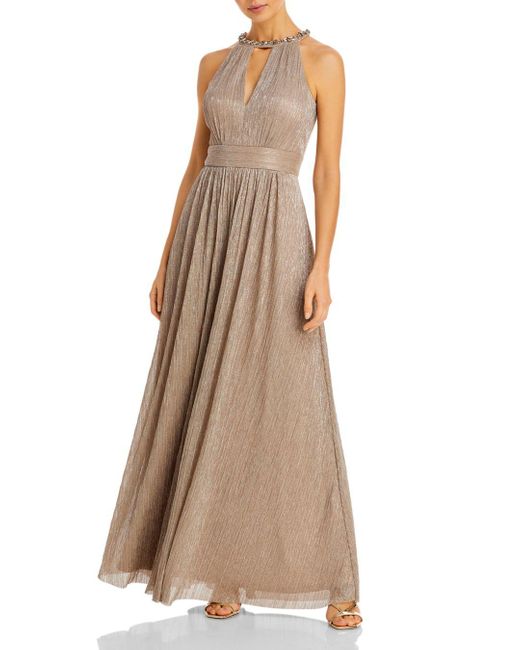 eliza j ruched waist halter gown