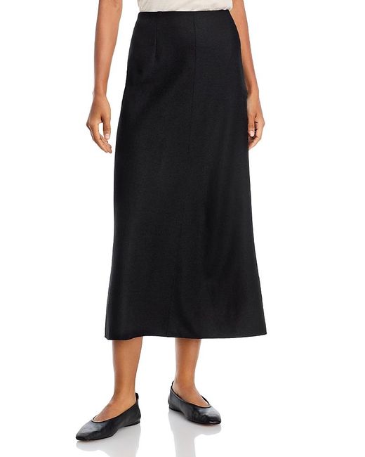 Eileen Fisher Black Wool Midi Skirt