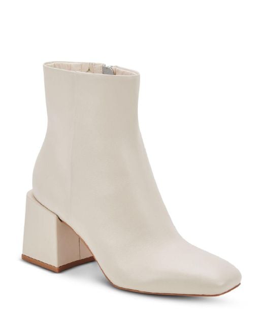 Dolce Vita Imogen Square Toe High Heel Booties in White | Lyst