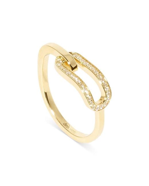 Dinh Van Metallic 18K Maillon Diamond Pave Small Link Ring