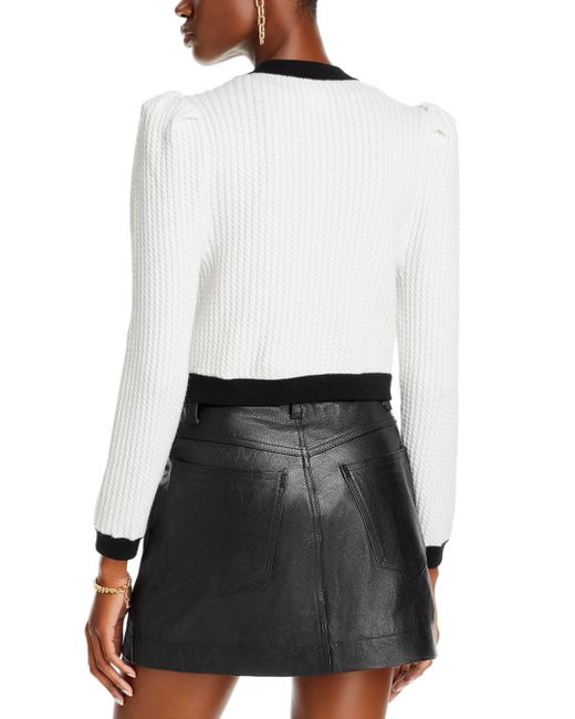 Alice + Olivia Trina Cable Cropped Cardigan in White | Lyst