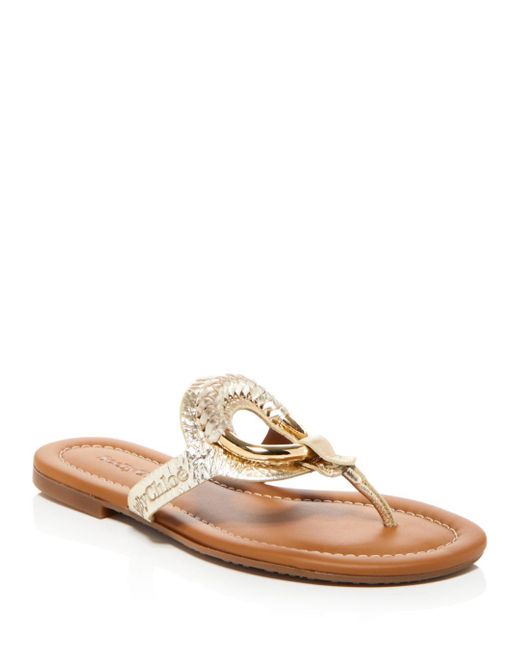 See By Chloé Leather Hana Thong Sandals in Gold (Metallic) | Lyst UK