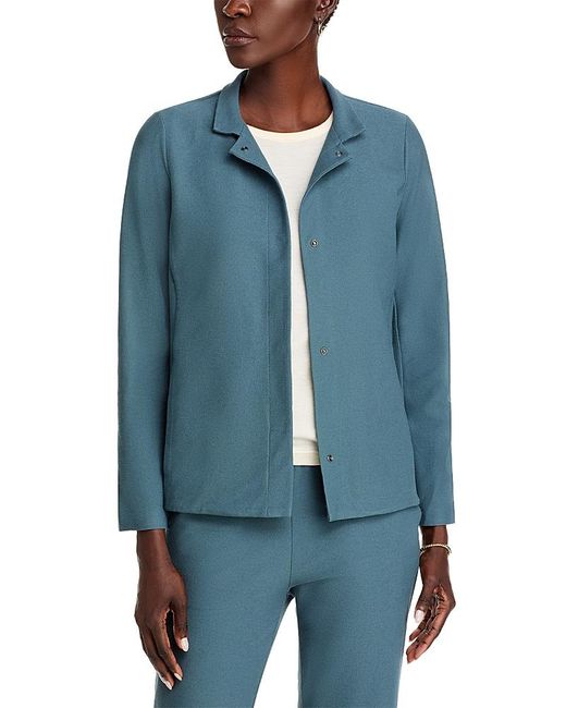 Eileen Fisher Blue Stand Collar Jacket