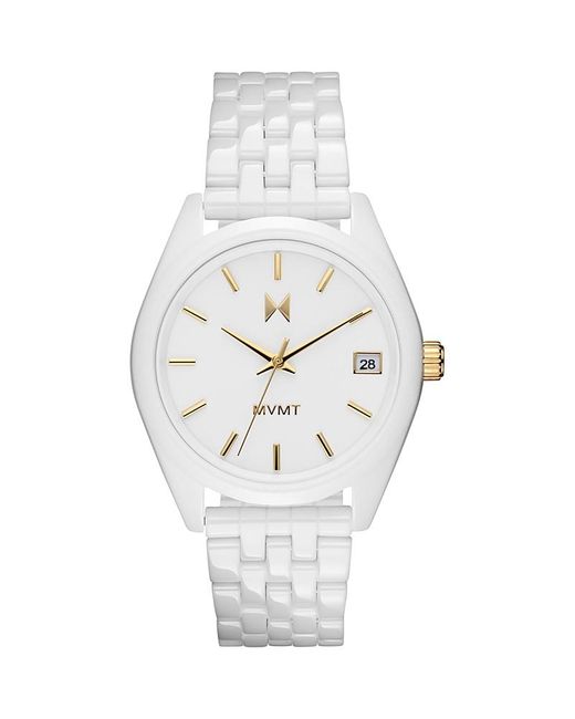 MVMT White Rise Boyfriend Watch, 36Mm