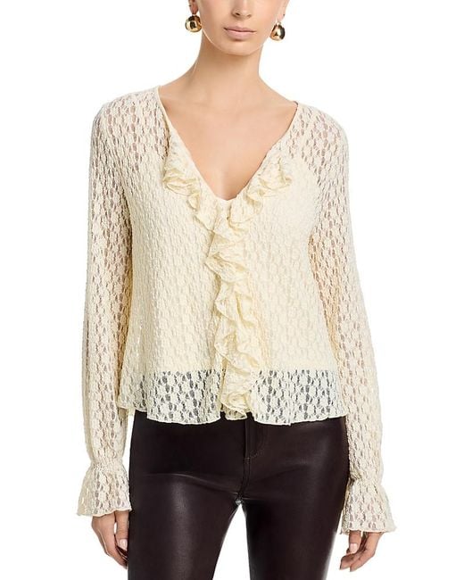 Velvet By Graham & Spencer Natural Natalie Ruffled Lace Blouse