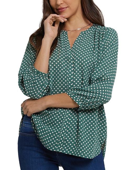 NYDJ Blue Pintuck Blouse
