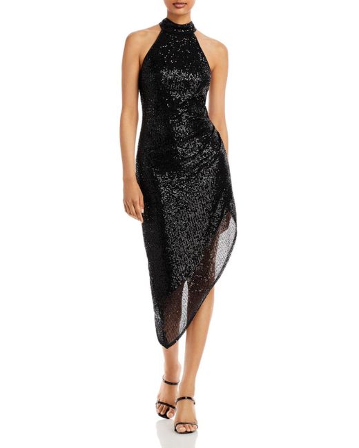 Lucy Paris Synthetic Cecile Asymmetric Sequined Dress in Black | Lyst