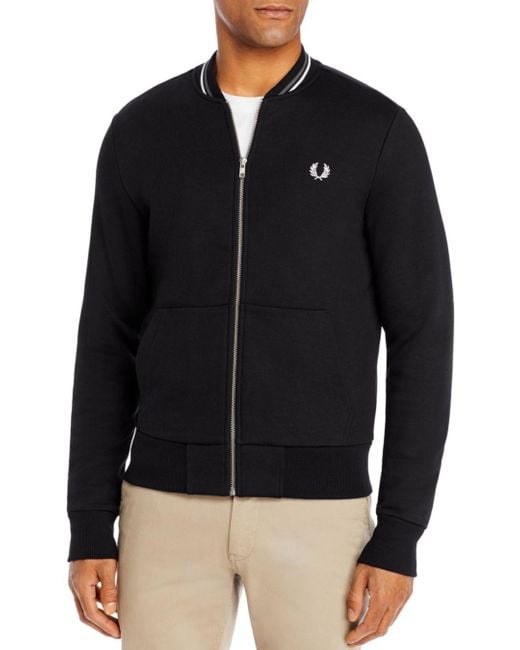 Fred Perry Cotton - Blend Full - Zip Bomber Sweatshirt in Black for Men |  Lyst