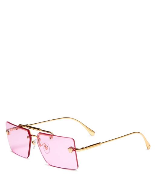 Versace Rimless Square Sunglasses in Gold/Pink (Pink) Lyst