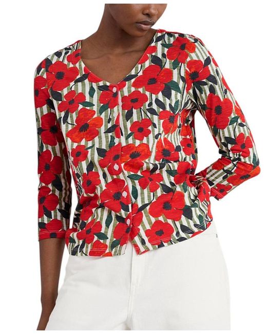 Seasalt Cornwall Red Studio Glass Quarter Sleeve Top