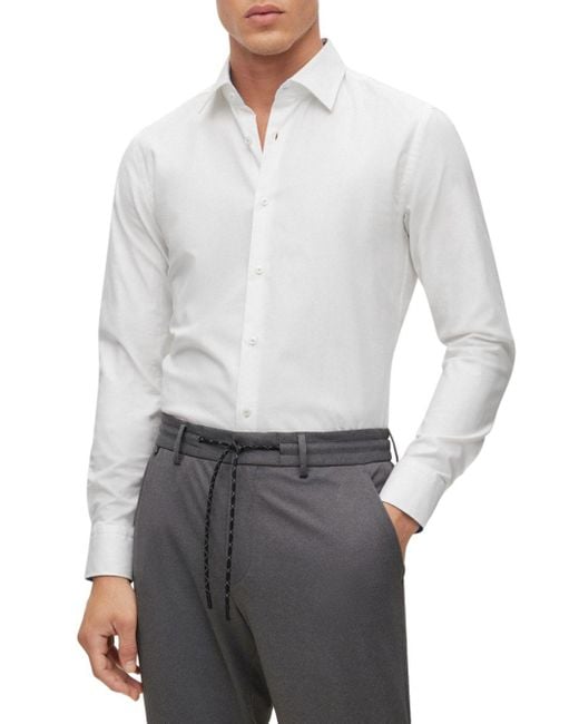 BOSS by HUGO BOSS Hank Kent Slim Fit Long Sleeve Shirt in Gray for Men