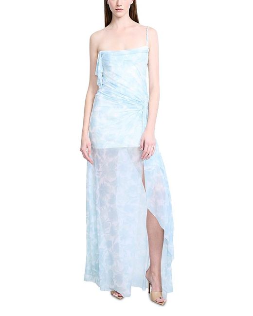 BCBGMAXAZRIA Blue Sequin Mesh Gown