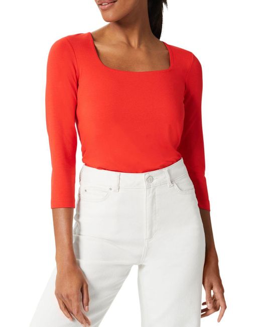 Hobbs Synthetic Debbie Square Neck Top in Coral Red (Red) Lyst Canada