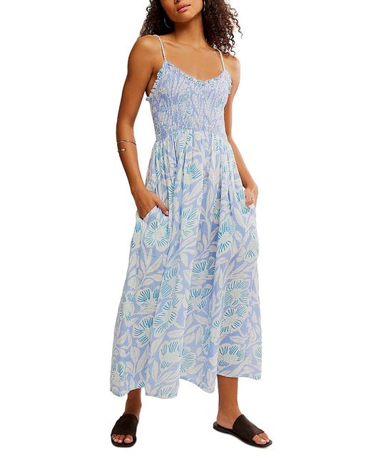 Free People Blue Sweet Nothings Cotton Midi Dress