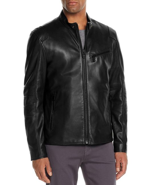 Men S Black Weston Leather Moto Jacket